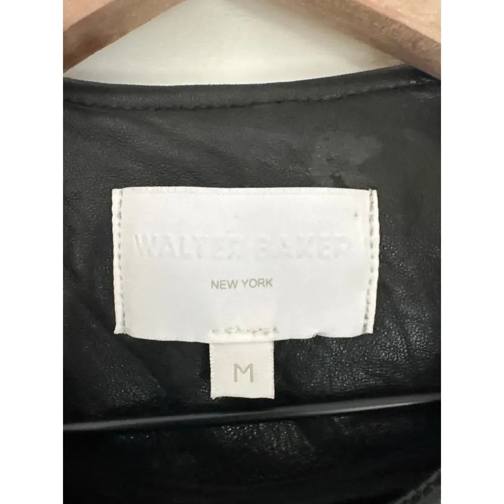 Walter Baker New York Black Leather Moto Jacket, Medium - Picture 2 of 10